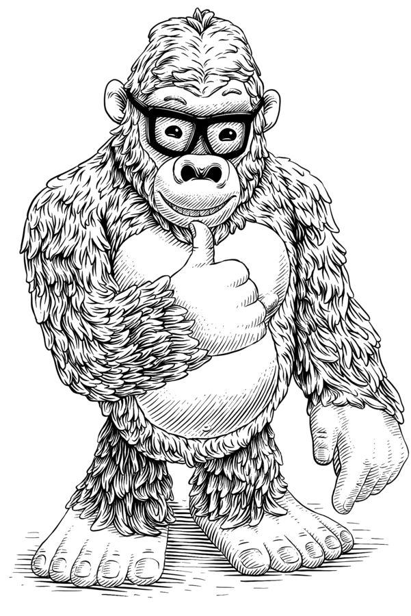 Gorilla agent standing with a laptop